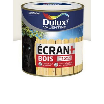 Peinture extérieure bois e haute résistance Ecran+ Bois Dulux Valentine satin blanc 0,5L