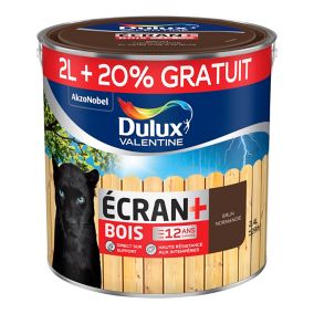 Peinture extérieure bois Ecran+ Bois Dulux Valentine satin brun normandie 2L +20% gratuit