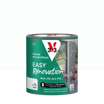 Peinture extérieure bois, fer, plastique blanc RAL 9016 satin V33 Easy Rénovation 0.5 L