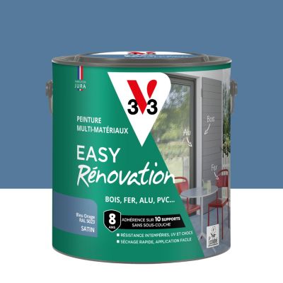 Peinture extérieure bois, fer, plastique bleu orage RAL 5023 satin V33 Easy Rénovation 2 L