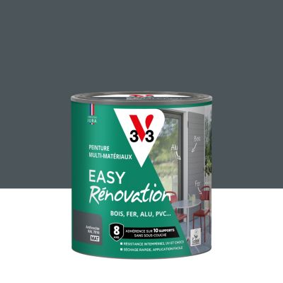 Peinture extérieure bois, fer, plastique gris anthracite RAL 7016 mat V33 Easy Rénovation 0.5 L