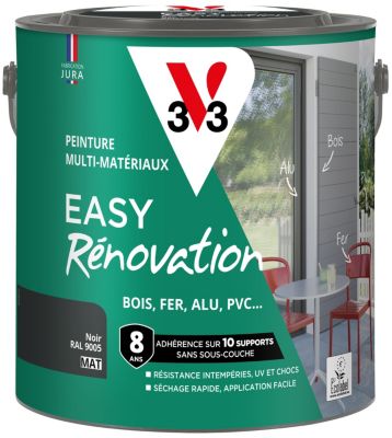 Peinture extérieure bois, fer, plastique noir RAL 9005 mat V33 Easy Rénovation 2 L