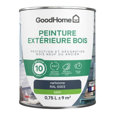 Peinture extérieure bois GoodHome Narbonne bleu satin 0.75L