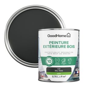 Peinture extérieure bois GoodHome noir satin 0.75L