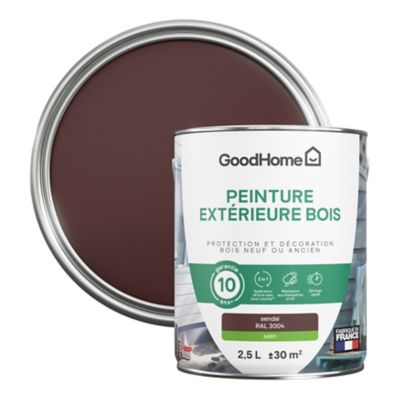 Peinture extérieure bois GoodHome RAL 3004 rouge sendai satin 2.5L