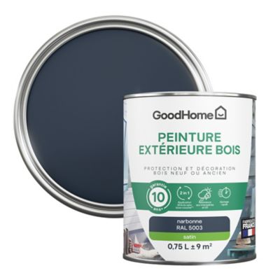 Peinture extérieure bois GoodHome RAL 5003 bleu narbonne satin 0.75L