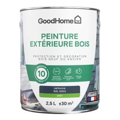 Peinture extérieure bois GoodHome RAL 5003 bleu narbonne satin 2.5L
