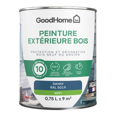 Peinture extérieure bois GoodHome RAL 5019 bleu bandol satin 0.75L