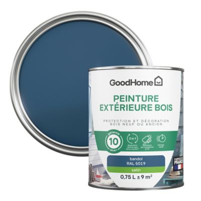 Peinture extérieure bois GoodHome RAL 5019 bleu bandol satin 0.75L