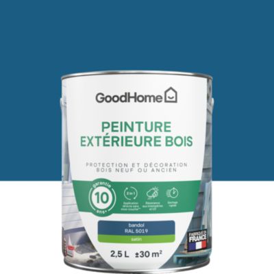 Peinture extérieure bois GoodHome RAL 5019 bleu bandol satin 2.5L