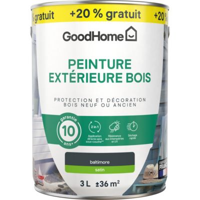 Peinture extérieure bois GoodHome RAL 7016 gris baltimore satin 2,5L + 20% gratuit