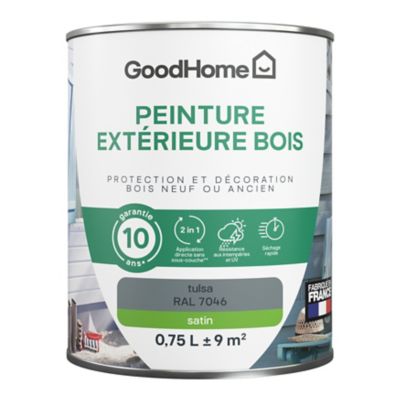 Peinture extérieure bois GoodHome RAL 7046 gris Tulsa satin 0.75L