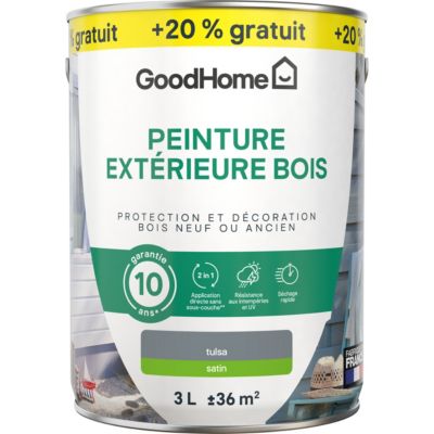 Peinture extérieure bois GoodHome RAL 7046 gris tulsa satin 2,5L + 20% gratuit