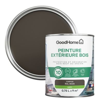 Peinture extérieure bois GoodHome RAL 8028 marron cuenca satin 0.75L