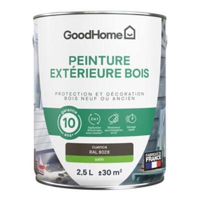 Peinture extérieure bois GoodHome RAL 8028 marron cuenca satin 2.5L