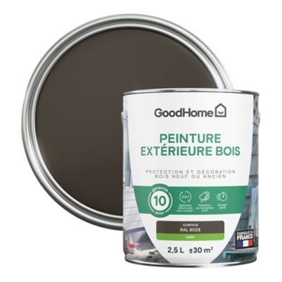 Peinture extérieure bois GoodHome RAL 8028 marron cuenca satin 2.5L
