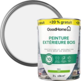 Peinture extérieure bois GoodHome RAL 9003 blanc satin 2,5L + 20% gratuit