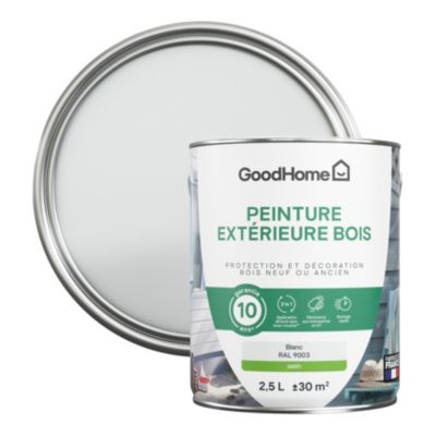 Peinture extérieure bois GoodHome RAL 9003 blanc satin 2.5L