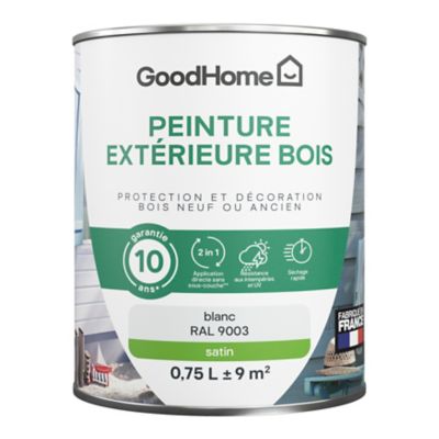 Peinture extérieure bois GoodHome RAL 90033 blanc satin 0.75L