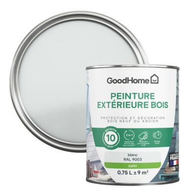 Peinture extérieure bois GoodHome RAL 90033 blanc satin 0.75L