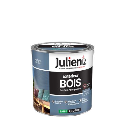 Peinture extérieure bois microporeux Julien bleu pigeon satin 2,5L