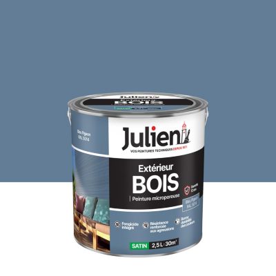 Peinture extérieure bois microporeux Julien bleu pigeon satin 2,5L