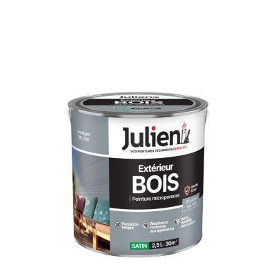 Peinture extérieure bois microporeux Julien gris argent satin 2,5L