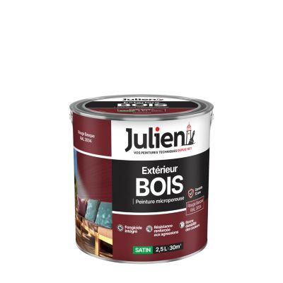 Peinture extérieure bois microporeux Julien rouge basque satin 2,5L