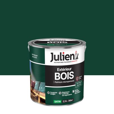 Peinture extérieure bois microporeux Julien vert basque satin 2,5L