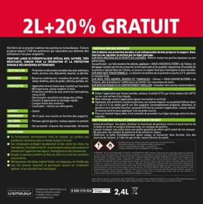 Peinture extérieure bois premium acier Tollens 2L + 20% gratuit