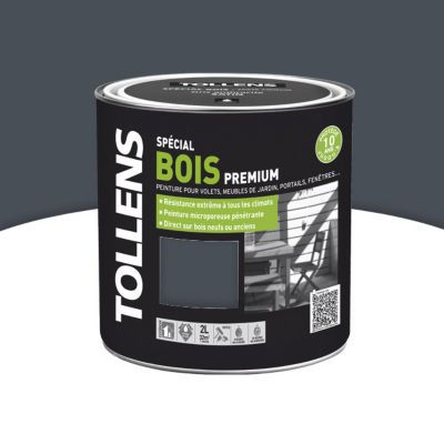 Peinture extérieure bois premium gris anthracite satin Tollens 2L