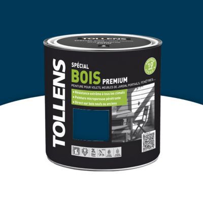 Peinture extérieure bois premium nuit bleue satin Tollens 2L