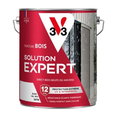 Peinture extérieure bois Solution expert blanc satin V33 5L