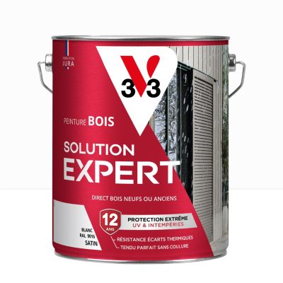 Peinture extérieure bois Solution expert blanc satin V33 5L