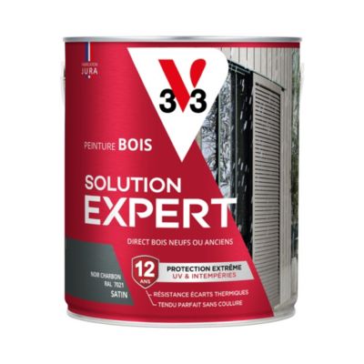 Peinture extérieure bois Solution expert noir charbon satin V33 2,5L