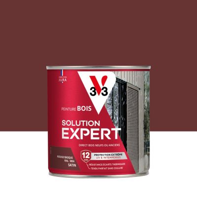 Peinture extérieure bois Solution expert rouge basque satin V33 500ml Castorama