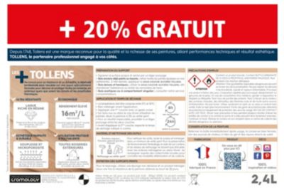 Peinture extérieure bois Tollens satin blanc 2L + 20% gratuit