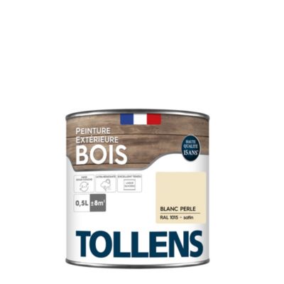 Peinture extérieure bois Tollens satin blanc perle 500ml