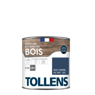 Peinture extérieure bois Tollens satin bleu marine 500ml