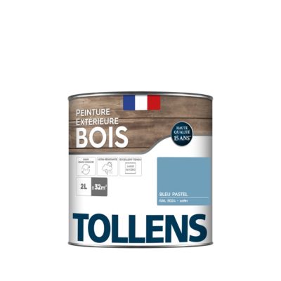 Peinture extérieure bois Tollens satin bleu pastel 2L