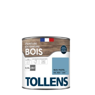 Peinture extérieure bois Tollens satin bleu pastel 500ml