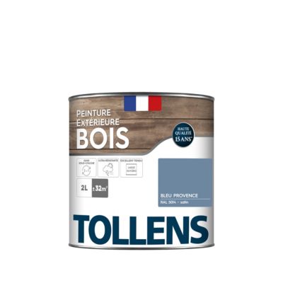 Peinture extérieure bois Tollens satin bleu provence 2L