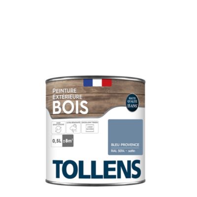 Peinture extérieure bois Tollens satin bleu provence 500ml