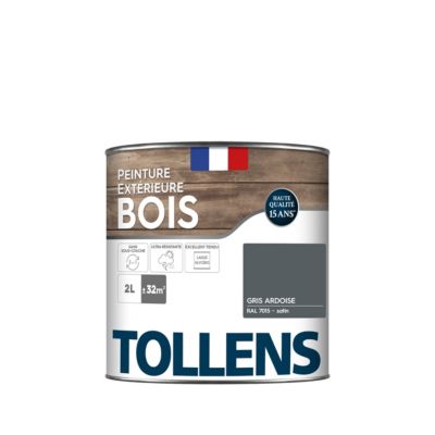 Peinture extérieure bois Tollens satin gris ardoise 2L