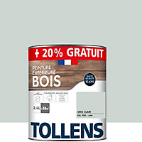 Peinture extérieure bois Tollens satin gris clair 2L + 20% gratuit