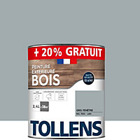 Peinture extérieure bois Tollens satin gris fenetre 2L + 20% gratuit