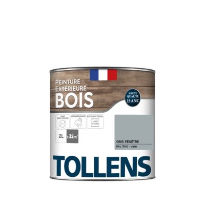 Peinture extérieure bois Tollens satin gris fenetre 2L