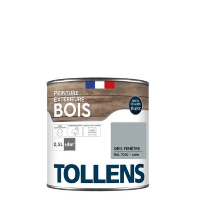 Peinture extérieure bois Tollens satin gris fenetre 500ml