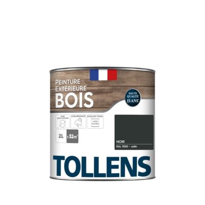 Peinture extérieure bois Tollens satin noir 2L