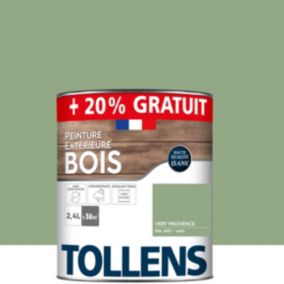 Peinture extérieure bois Tollens satin vert provence 2L + 20% gratuit